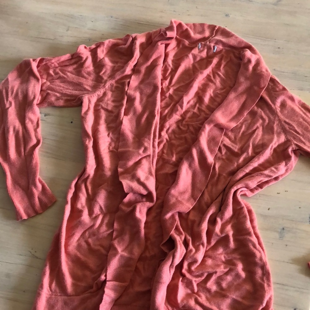 Peach Cardigan with flutter neckline